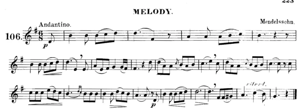 A melody by composer Felix Mendelssohn from the Arban Method for Cornet.