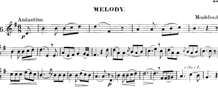 Mendelssohn's melody in small ternary form.